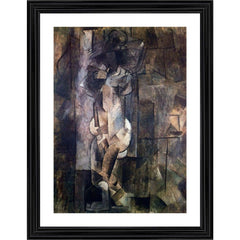 Generic Woman Figure 1910 Painting With Wood Photo Frame (Multicolor)