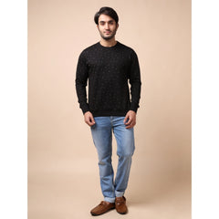 Generic Men's Casual Cotton Printed Round Neck Full Sleeve Sweat T-Shirt (Black)