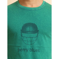 Generic Men's Casual Cotton Printed Round Neck Half Sleeve T-Shirt (Green)