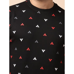 Generic Men's Casual Cotton Printed Round Neck Full Sleeve Sweat T-Shirt (Black)
