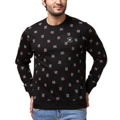 Generic Men's Casual Cotton Printed Round Neck Full Sleeve Sweat T-Shirt (Black)