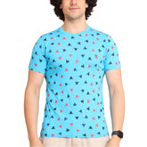 Generic Men's Casual Cotton Printed Round Neck Half Sleeve T-Shirt (Skyblue)