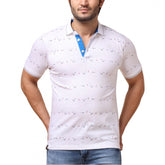 Generic Men's Casual Cotton Printed Polo Neck Half Sleeve T-Shirt (White)