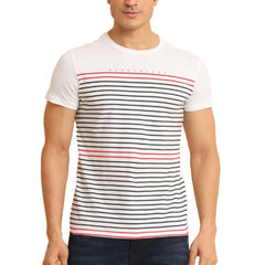 Generic Men's Casual Cotton Printed Round Neck Half Sleeve T-Shirt (White)