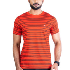 Generic Men's Casual Cotton Printed Round Neck Half Sleeve T-Shirt (Red)