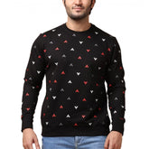 Generic Men's Casual Cotton Printed Round Neck Full Sleeve Sweat T-Shirt (Black)