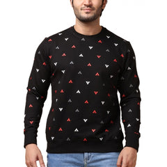 Generic Men's Casual Cotton Printed Round Neck Full Sleeve Sweat T-Shirt (Black)
