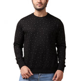 Generic Men's Casual Cotton Printed Round Neck Full Sleeve Sweat T-Shirt (Black)