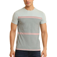 Generic Men's Casual Cotton Printed Round Neck Half Sleeve T-Shirt (Grey)