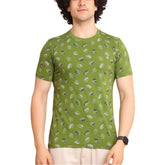 Generic Men's Casual Cotton Printed Round Neck Half Sleeve T-Shirt (Green)