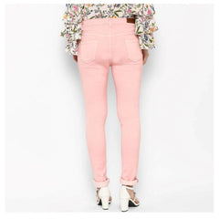 Generic Women's Denim Solid Buttoned Jeans (Pink)