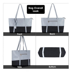 Generic Women's Faux Leather Large Shoulder Zipper Handbag (Light Blue)