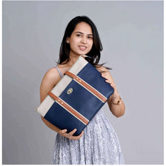 Generic Women's Faux Leather Large Shoulder Zipper Handbag (Dark Blue)