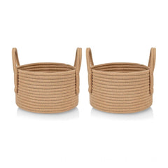 Generic Cotton Round Storage Rope Woven Baskets Pack of 2 (Beige)