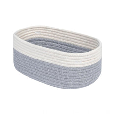 Generic Cotton Oval Storage Rope Woven Baskets Pack of 1 (White Grey)