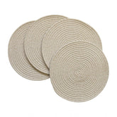 Generic Cotton Dining Table Round Placemat Mats Set of 4 (Beige White)