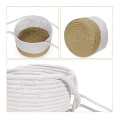 Generic Cotton Hanging Planter Flower Basket Pack of 1 (Beige White)