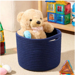 Generic Cotton Round Small Storage Basket 9x7 Inch Pack of 1 (Blue)