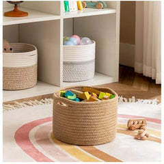 Generic Cotton Storage Rope Woven Baskets 9x7 Inch Pack of 1 (Beige)