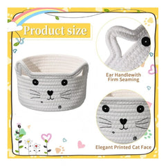 Generic Cotton Small Cat With Face Basket Pack of 1 (White)