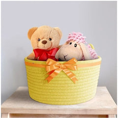 Generic Cotton Plain Cat Basket 9x5 Inch Pack of 1 (Yellow)