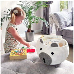 Generic Cotton Bear Shaped Storage Baskets Pack of 1 (White)