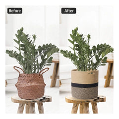 Generic Cotton Large Woven Storage Basket 11x11 Inch Pack of 1 (Beige)