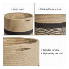 Generic Cotton Large Woven Storage Basket 11x11 Inch Pack of 1 (Beige)