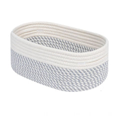 Generic Cotton Oval Storage Rope Woven Baskets Pack of 1 (Grey White)