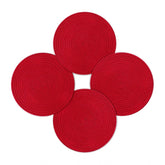 Generic Cotton Dining Table Round Placemat Mats Set of 4 (Red)