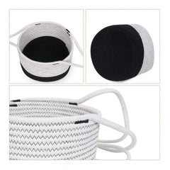 Generic Cotton Hanging Planter Flower Basket Pack of 1 (Black & White)