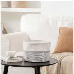 Generic Cotton Storage Rope Woven Baskets 9x7 Inch Pack of 1 (Grey)