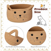 Generic Cotton Small Cat With Face Basket Pack of 1 (Beige)