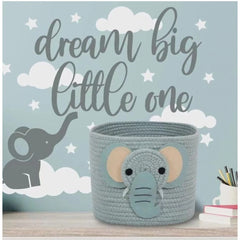 Generic Cotton Elephant Basket 10x8 Inch Pack of 1 (Grey)