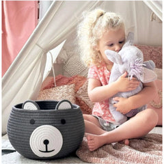 Generic Cotton Bear Shaped Storage Baskets Pack of 1 (Grey)