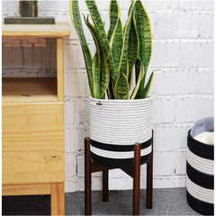 Generic Cotton Large Woven Storage Basket 10x10 Inch Pack of 1 (Black & White)