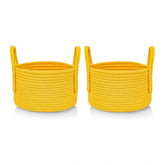 Generic Cotton Round Storage Rope Woven Baskets Pack of 2 (Yellow)