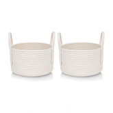 Generic Cotton Round Storage Rope Woven Baskets Pack of 2 (White)