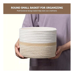 Generic Cotton Storage Rope Woven Baskets 9x7 Inch Pack of 1 (Beige)