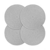 Generic Cotton Dining Table Round Placemat Mats Set of 4 (Grey)