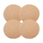 Generic Cotton Dining Table Round Placemat Mats Set of 4 (Beige)