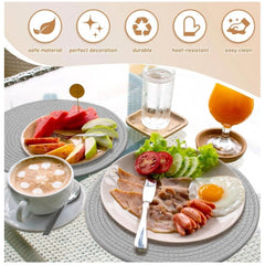 Generic Cotton Dining Table Round Placemat Mats Set of 4 (Grey)