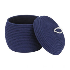 Generic Cotton Bear Shaped Storage Matka Basket With Lid Pack of 1 (Blue)