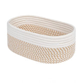 Generic Cotton Oval Storage Rope Woven Baskets Pack of 1 (Beige White)