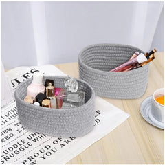 Generic Cotton Storage Rope Woven Baskets Pack of 2 (Grey)