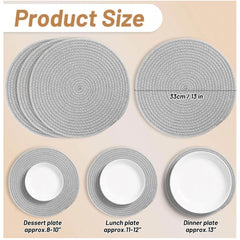Generic Cotton Dining Table Round Placemat Mats Set of 4 (Grey)
