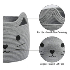 Generic Cotton Large Storage Cat Basket 15x11 Inch Pack of 1 (Grey)