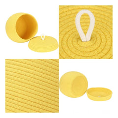 Generic Cotton Bear Shaped Storage Matka Basket With Lid Pack of 1 (Yellow)