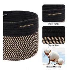 Generic Cotton Round Small Storage Basket 9x7 Inch Pack of 1 (Beige)