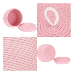 Generic Cotton Bear Shaped Storage Matka Basket With Lid Pack of 1 (Pink)